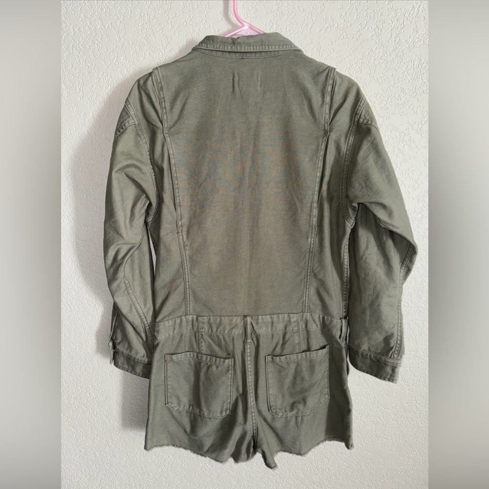 FRAME Denim Army Green Utility Romper Long Sleeve Size S - Picture 2 of 10